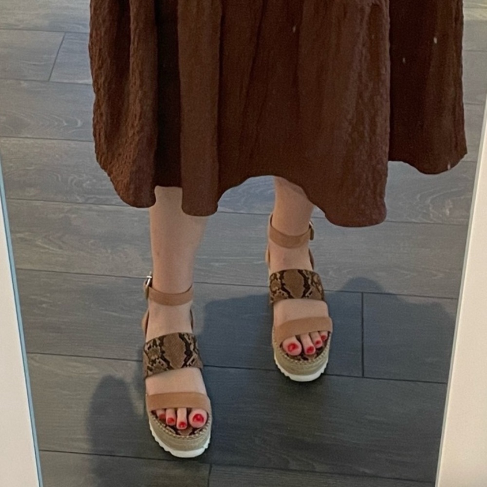 Crown Vintage Espadrille Wedges - Size 9 - Snake Ankle Strap Platform Sandal - Picture 4 of 13